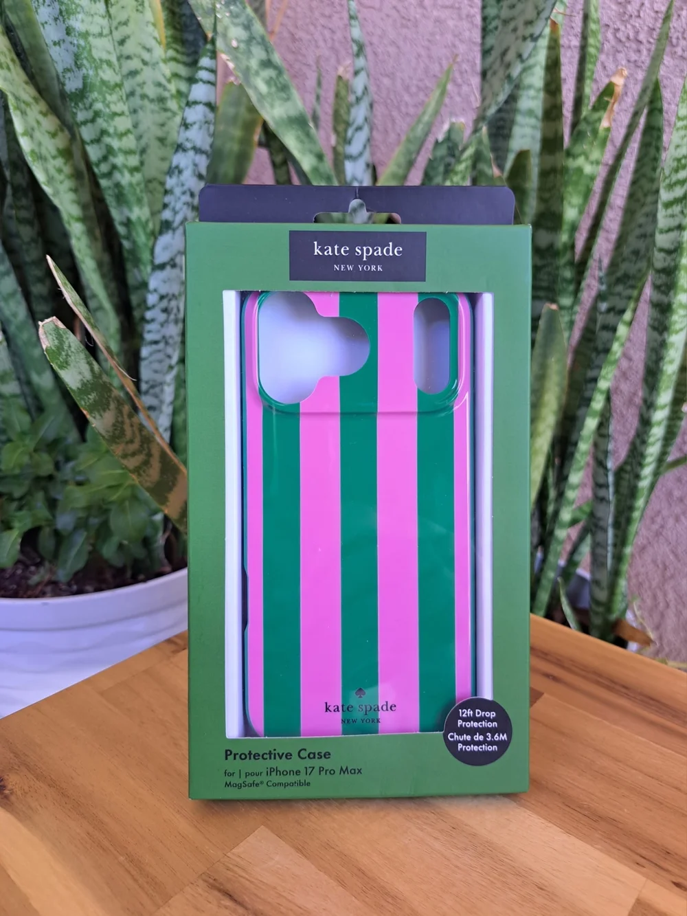 Kate Spade New York Iphone 17 Pro Max Green & Pink Striped iPhone Case